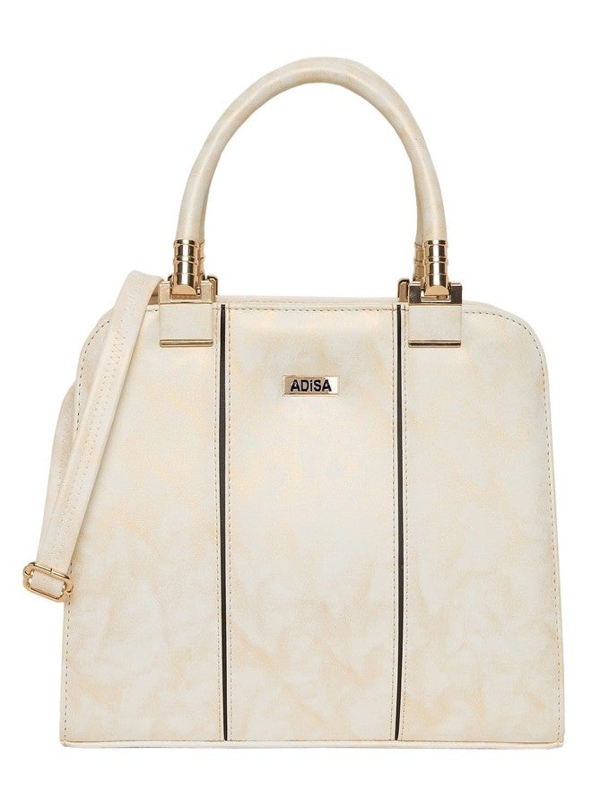 ADISA two tone handbag shoulder bag for women and girls with sling belt (AD4069-CRE) - Image 1